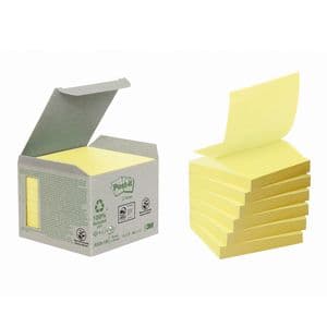 Picture 1 of Memoblok Post-it Z-Note R330-1B recycled 76x76mm canary yellow 6 stuks