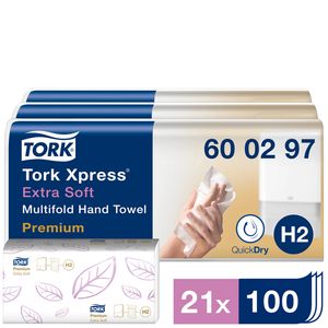 Picture 1 of Handdoek Tork H2 Xpress Premium multifold 2-laags 212x340mm 7x100 vel wit 600297