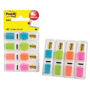 Picture 1 of Indextabs Post-it 6834 11.9mmx43.1mm helder 3+1 gratis assorti 35 tabs per dispernser