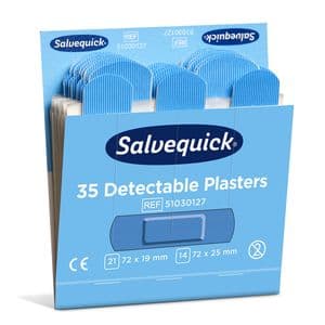 Picture 3 of Pleisters Salvequick blauw detectable refill 6x 35 stuks