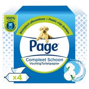 Picture 1 of Vochtig toiletpapier Page Compleet Schoon 4 pakken à 38 vel