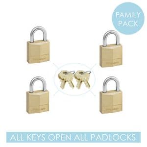 Picture 2 of Hangslot MasterLock 4 gelijksluitend messing 20mm 4 stuks