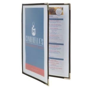 Picture 1 of Menukaart Securit A4 2-delig voor 4 pagina's transparant 3 stuks