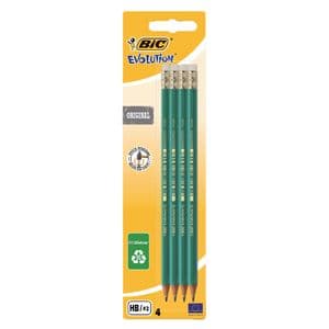 Picture 1 of Potlood Bic Evolution ecolutions zeshoekig HB met gumtop blister à 4st