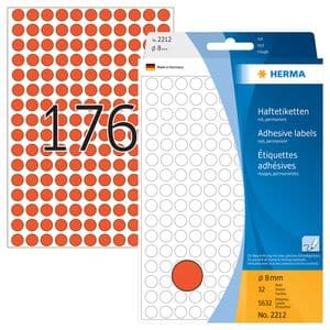 Picture 2 of Etiket HERMA 2212 rond 8mm rood 5632 stuks