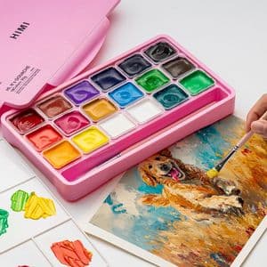 Picture 7 of Gouache HIMI 18 kleuren 30gr opbergbox roze