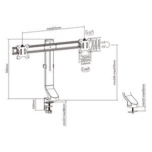 Picture 4 of Monitorarm ACT office crossbar 2 schermen verstelbaar