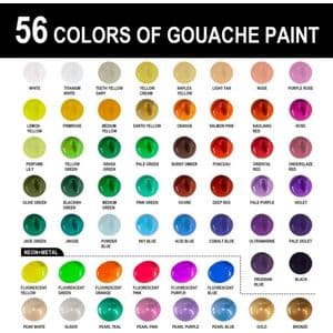 Picture 7 of Gouache HIMI 56 kleuren 30gr inclusief neon en matellic opbergbox wit
