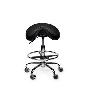 Picture 1 of Zadelkruk Office Premium laag met voetring harde wielen zw