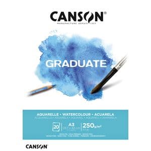 Picture 1 of Aquarelpapier Canson Graduate Watercolour 20vel 250gr A3 natuurlijk wit