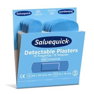 Picture 1 of Pleisters Salvequick blauw detectabel mix 6x 30 stuks