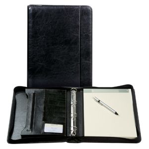 Picture 1 of Schrijfmap Brepols Palermo A4 met rits inclusief schrijfblok 4-rings zwart