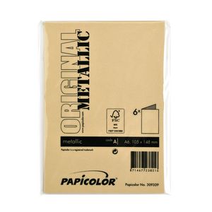 Picture 3 of Correspondentiekaart Papicolor dubbel 105x148mm metallic goud pak à 6 stuks