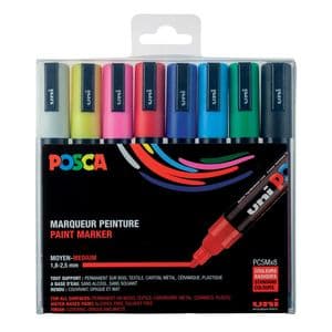 Picture 1 of Paintmarker Uni POSCA PC5M medium assorti set à 8 stuks