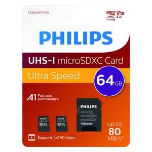 Picture 1 of Geheugenkaart Philips micro SDXC Class 10 UHS-I U1 64GB 2 stuks