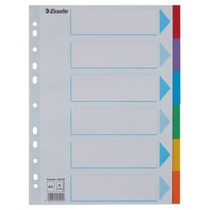Picture 4 of Tabbladen Esselte Standaard A4 6-delig karton 11-rings met voorblad assorti