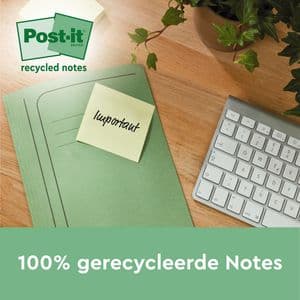 Picture 3 of Memoblok Post-it 655-1B recycled 76x127mm canary yellow 6 stuks
