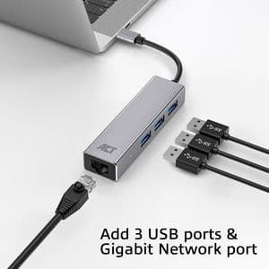 Picture 5 of Hub ACT USB-C 3.0 3x USB-A Gigabit ethernet
