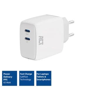Picture 2 of Oplader ACT 65w 2-poorts usb c wit