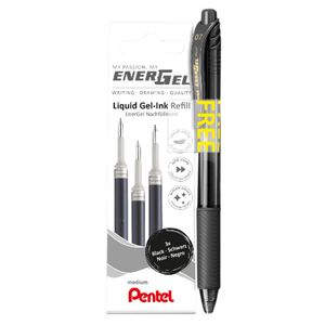Picture 1 of Gelschrijvervulling Pentel LR7 Energel met gratis gelpen medium zwart blister à 3 stuks