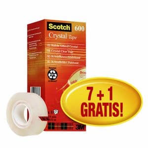 Picture 1 of Plakband Scotch Crystal 600 19mmx33m transparant 7+1 gratis