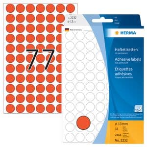 Picture 2 of Etiket HERMA 2232 rond 13mm rood 2464 stuks