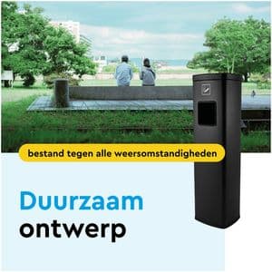 Picture 2 of Afvalbak met asbak BRASQ 20 liter AT400 zwart