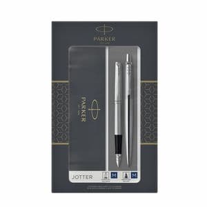 Picture 1 of Balpen en vulpen Parker Jotter stainless steel CT medium 2 stuks