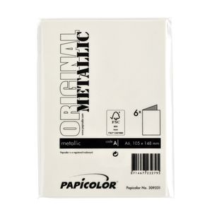 Picture 3 of Correspondentiekaart Papicolor dubbel 105x148mm metallic ivoor pak à 6 stuks