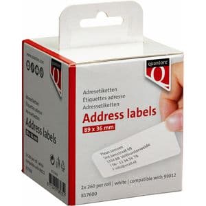 Picture 1 of Labeletiket Quantore 99012 36x89mm adres wit 2 rollen