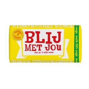 Picture 1 of Chocolade Tony's Chocolonely melk noga blij met jou reep 180g