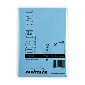 Picture 3 of Correspondentiekaart Papicolor dubbel 105x148mm hemelsblauw pak à 6 stuks
