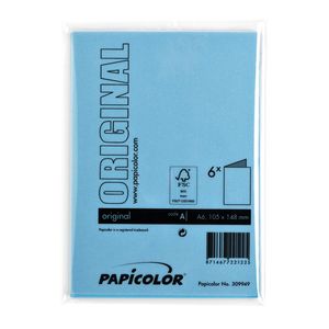 Picture 3 of Correspondentiekaart Papicolor dubbel 105x148mm hemelsblauw pak à 6 stuks