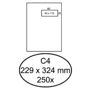 Picture 2 of Envelop Hermes akte C4 229x324mm venster rechts 4x11cm zelfklevend wit doos à 250 stuks