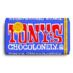 Picture 2 of Chocolade Tony's Chocolonely donkere melk pretzel toffee reep 90 gram