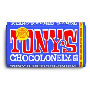Picture 2 of Chocolade Tony's Chocolonely donkere melk pretzel toffee reep 90 gram