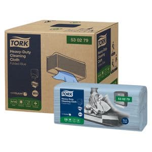 Picture 2 of Reinigingsdoek Tork W4 Premium Heavy-Duty gevouwen 1-laags 4x105 vel blauw 530279