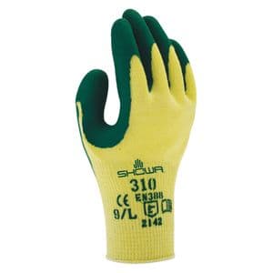 Picture 1 of Handschoen Showa 310 grip latex S groen/geel