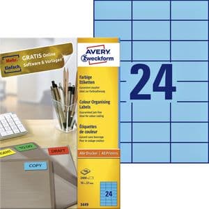 Picture 1 of Etiket Avery 3449 70x37mm blauw 2400 stuks