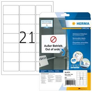 Picture 1 of Etiket HERMA 5074 63.5x38.1mm verwijderbaar wit 525 stuks