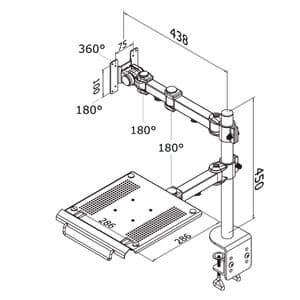 Picture 2 of Laptoparm Neomounts D960 10-27" met klem zwart