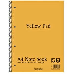 Picture 1 of Collegeblok Aurora Yellow Pad A4 lijn 4-gaats 160 pagina's 80gr geel