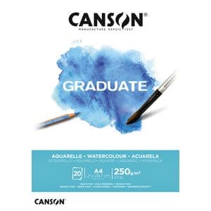 Picture 1 of Aquarelpapier Canson Graduate Watercolour 20vel 250gr A4 natuurlijk wit