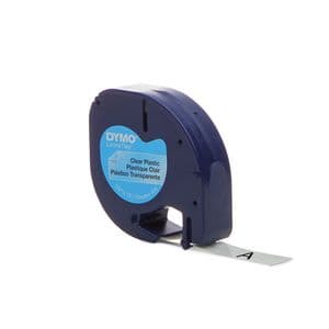 Picture 1 of Labeltape Dymo LetraTag plastic 12mm zwart op transparant