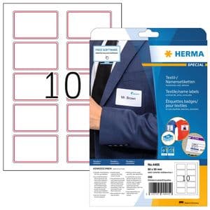 Picture 1 of Naambadge etiket HERMA 4405 80x50mm wit/rood 200 stuks