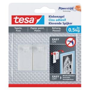 Picture 1 of Klevende spijker tesa® behang en pleisterwerk 0,5kg wit 2 stuks