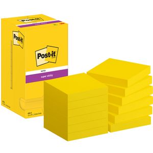 Picture 1 of Memoblok Post-it 654 Super Sticky 76x76mm ultrageel 12 stuks