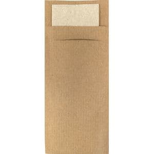 Picture 1 of Bestekzakje IEZZY 190x85mm kraft met gerecycled servet 500st