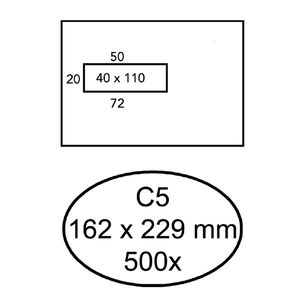 Picture 1 of Envelop Hermes C5 162x229mm venster 4x11 links zelfklevend 500 stuks