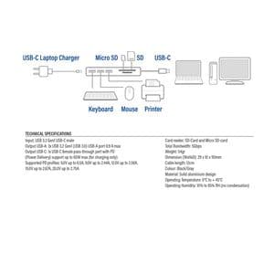 Picture 8 of Hub ACT USB-C 3.0, 3x USB-A cardreader PD p-through